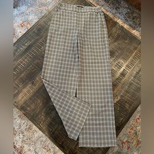 Women's Banana Republic Plaid Wide Leg Pants Size 6 Trousers Zipper Pockets